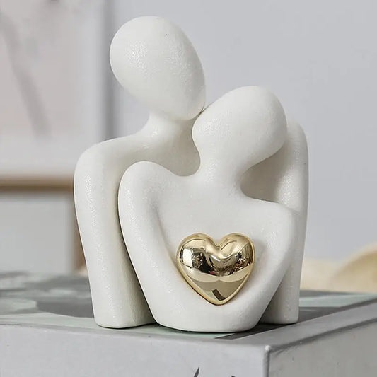 Couple Hugging Figurines - Modern Ceramic Love Ornaments