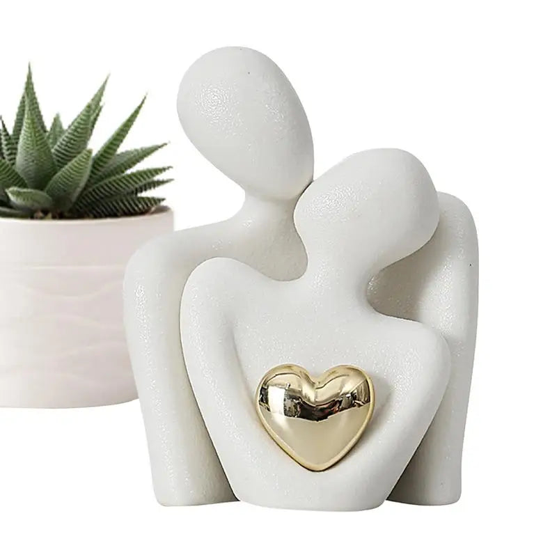 Couple Hugging Figurines - Modern Ceramic Love Ornaments